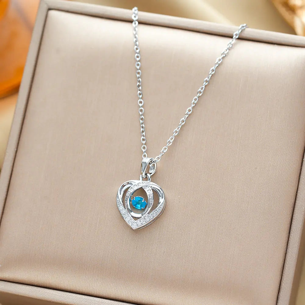 Fashion Heart Necklace With Rhinestones