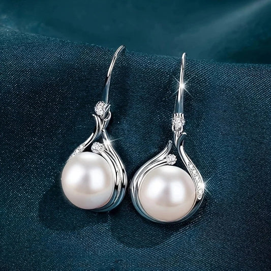 Luxury Silver Necklace or Earrings with Natural Freshwater Pearl