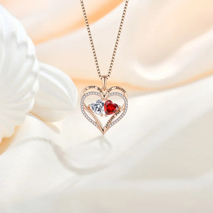 Sterling Silver Heart Necklace With Rhinestones