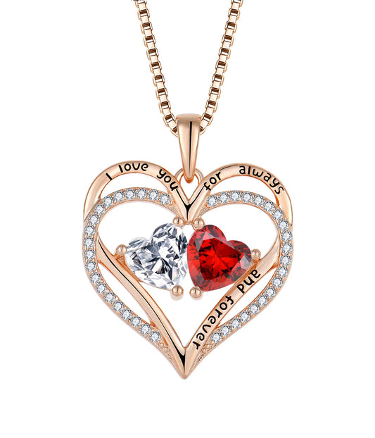 Sterling Silver Heart Necklace With Rhinestones